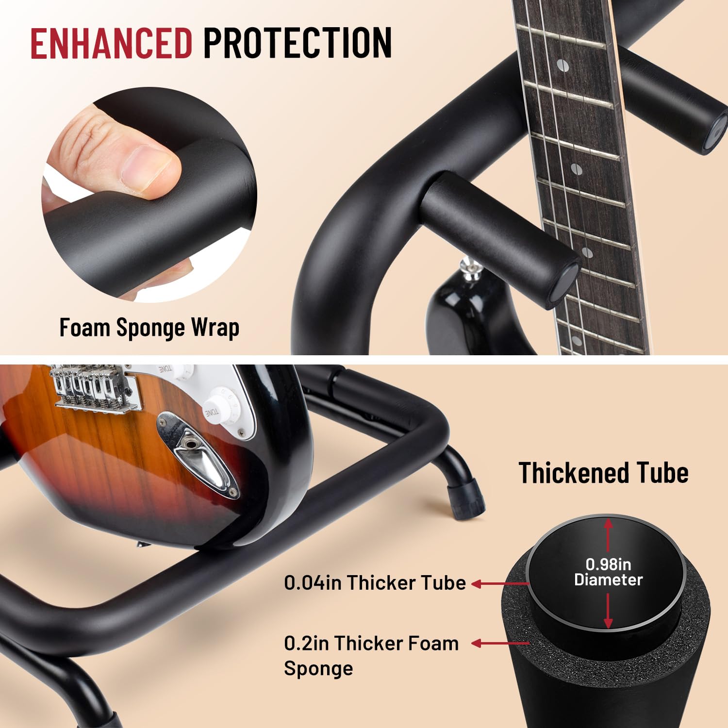 CAHAYA Multi Guitar Rack: Acoustic Guitar Display Rack 5 Holder Thick Padding Guitar Rack Holder Floor Stand for Classical Acous